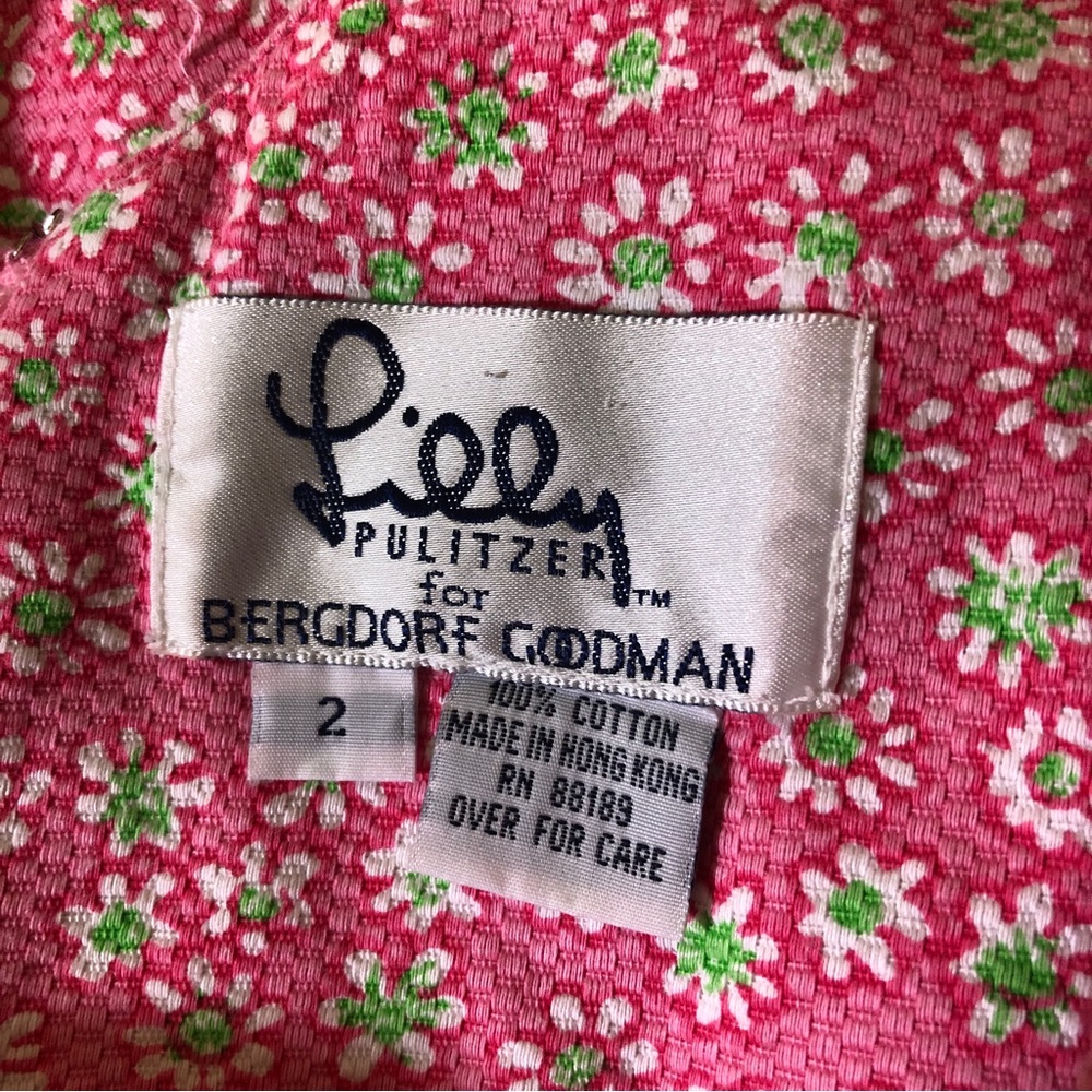 VTG Lilly Pulitzer Bergdorf Goodman Dress 2 Cotton Pink Floral Tank Sleeveless - Picture 2 of 12